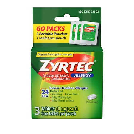 Zyrtec Allergy Tablet 3 Count, PK72 3020452